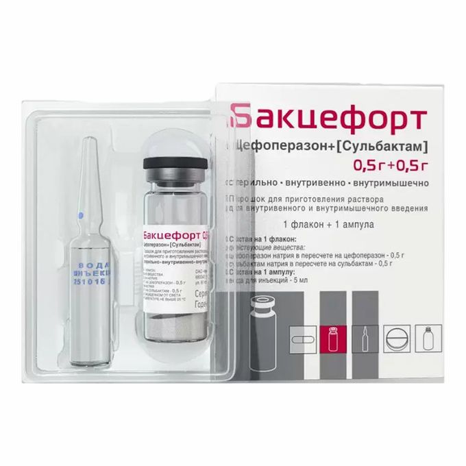 Бакцефорт пор д/р-ра в/в в/м 0,5г+0,5г №1