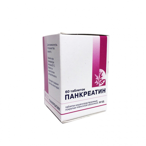 Панкреатин тбл п/о кишечнор 30ЕД №60 фл