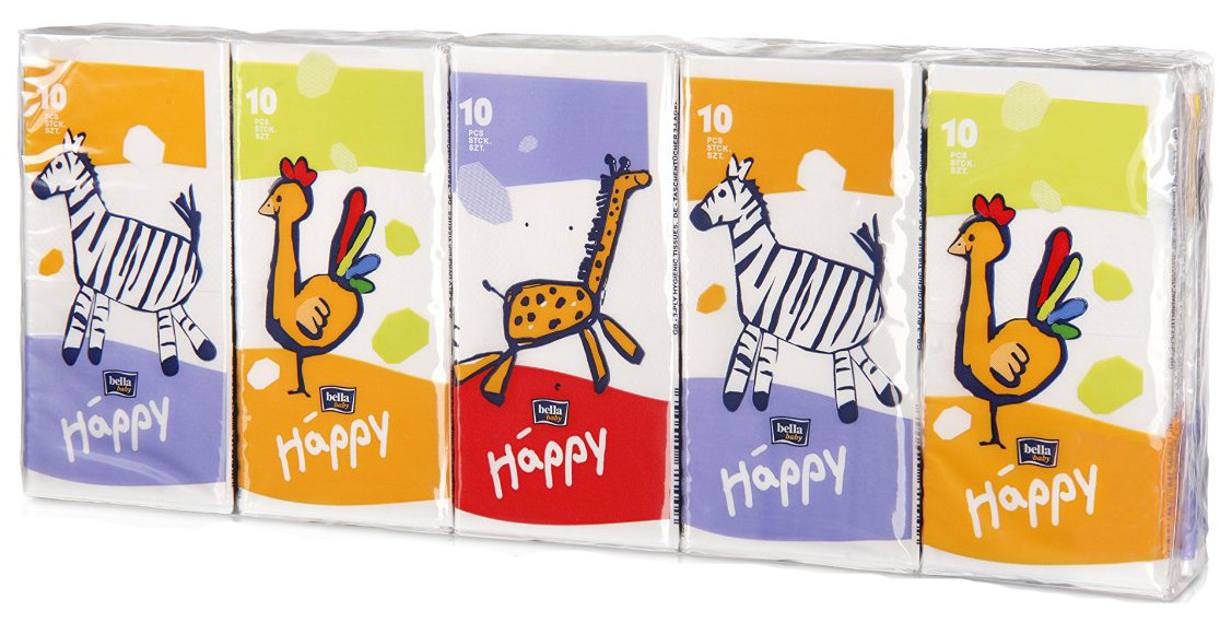 Белла Беби Хэппи платочки носовые №10 8шт Звери