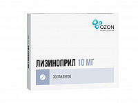 Лизиноприл тбл 10мг №30 яч конт 10*3