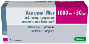 Асиглия Мет тбл п/п/о 1000мг+50мг №56