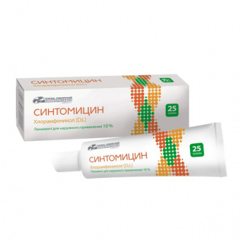 Синтомицин линимент д/нар прим 10% 25г
