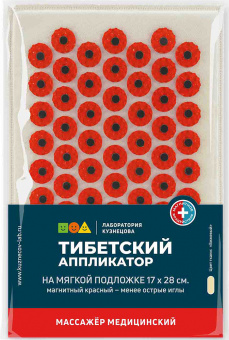 Массажер аппликатор тибет коврик мяг/подл красн 17х28