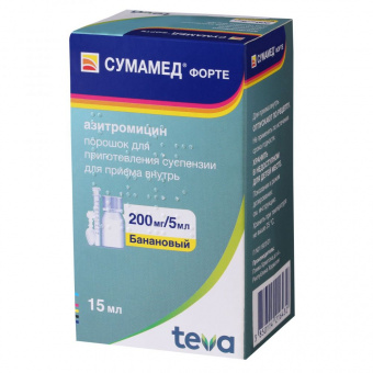 Сумамед Форте пор д/сусп д/пр вн 200мг/5мл 16,74г банан