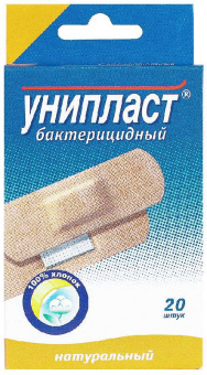 Унипласт лейкопластырь бактериц набор 1,9х7,2см №20 натурал