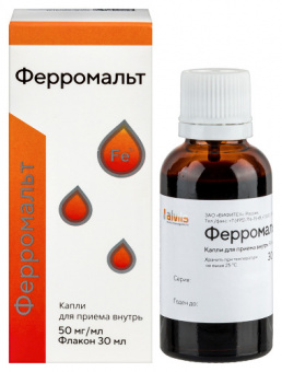 Ферромальт капли д/пр внутрь 50мг/мл 30мл фл