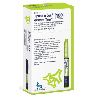 Тресиба ФлексПен р-р п/к 100ЕД/мл 3мл №5 шприц-ручка