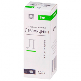 Левомицетин капли гл 0,25% 5мл