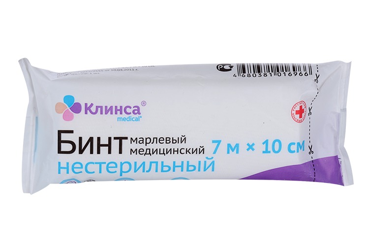 Клинса бинт марл н/стерил 7м x 10см