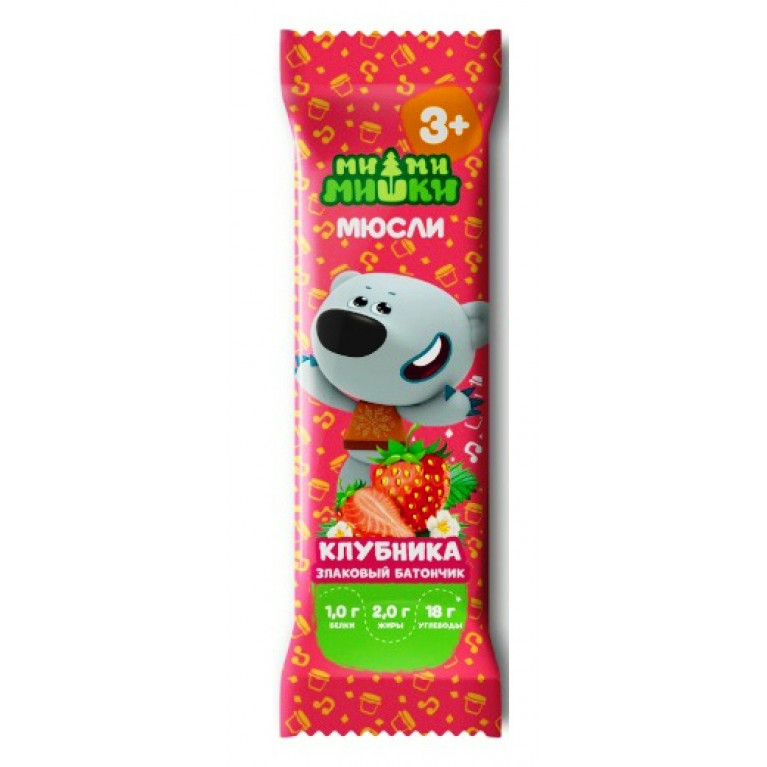Ми-ми-мишки баточник-мюсли злаки/клубника 24г