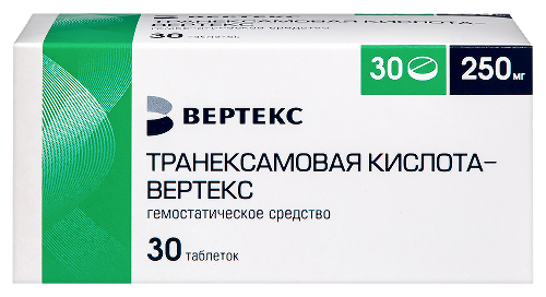 Транексамовая кислота-Вертекс тбл п/п/о 250мг №30 яч кон 5*6