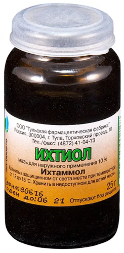 Ихтиоловая мазь д/наруж прим 10% 25г №1