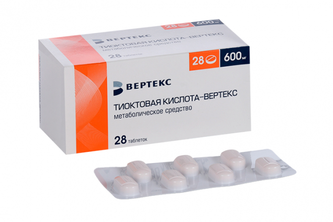 Тиоктовая к-та-ВЕРТЕКС тбл п/п/о 600мг №28