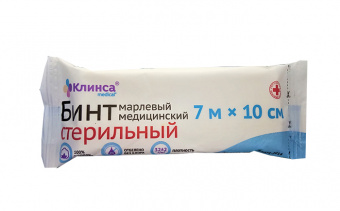 Клинса бинт марл стерил 7м х 10см