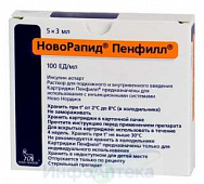 НовоРапид ФлексПен р-р в/в п/к 100ЕД/мл 3мл №5  картр/шпр