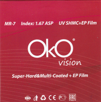 Линза очковая OkOvision 1.67 MR-7 ASP -15,00 70мм