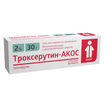 Троксерутин-АКОС гель д/наруж прим 2% 30г