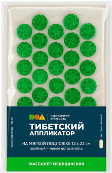 Массажер аппликатор тибет коврик мяг/подл зелен 12х22