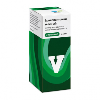Бриллиантовый зеленый р-р д/наруж прим спирт 1% 25мл лопатка