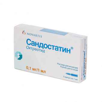 Сандостатин р-р в/в п/к 0,1мг/мл 1мл №5 амп