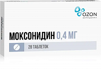 Моксонидин тбл п/п/о 0,4мг №28 яч конт 14*2