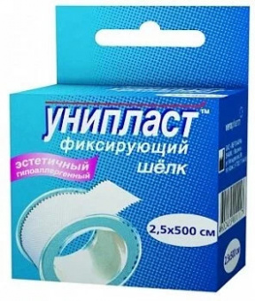 Унипласт лейкопластырь фиксирующий 2,5х500см шелк
