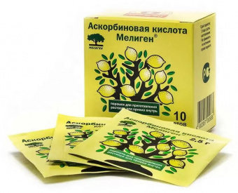 Аскорбиновая к-та пор д/р-ра д/пр внутрь 2,5г №10