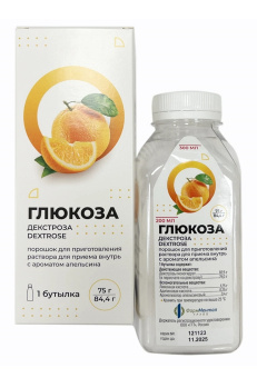 Глюкоза пор д/р-ра д/пр внутрь Апельсин 75г бут 84,4г