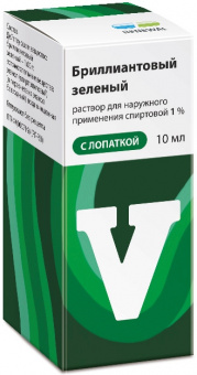 Бриллиантовый зеленый р-р д/наруж прим спирт 1% 10мл лопатка