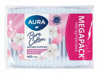 Аура палочки ватные №400 п/э зип пакет